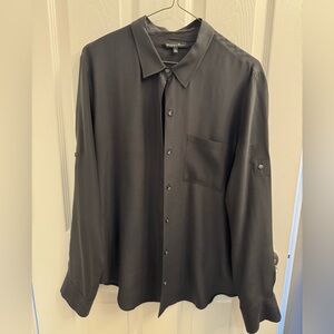 Women’s 100% Silk Black Button-Down Shirt